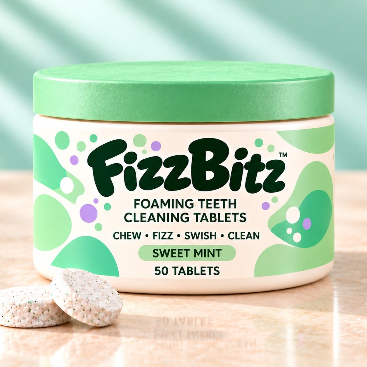 FizzBitz Foaming Teeth Cleaning Tablets, 50 count